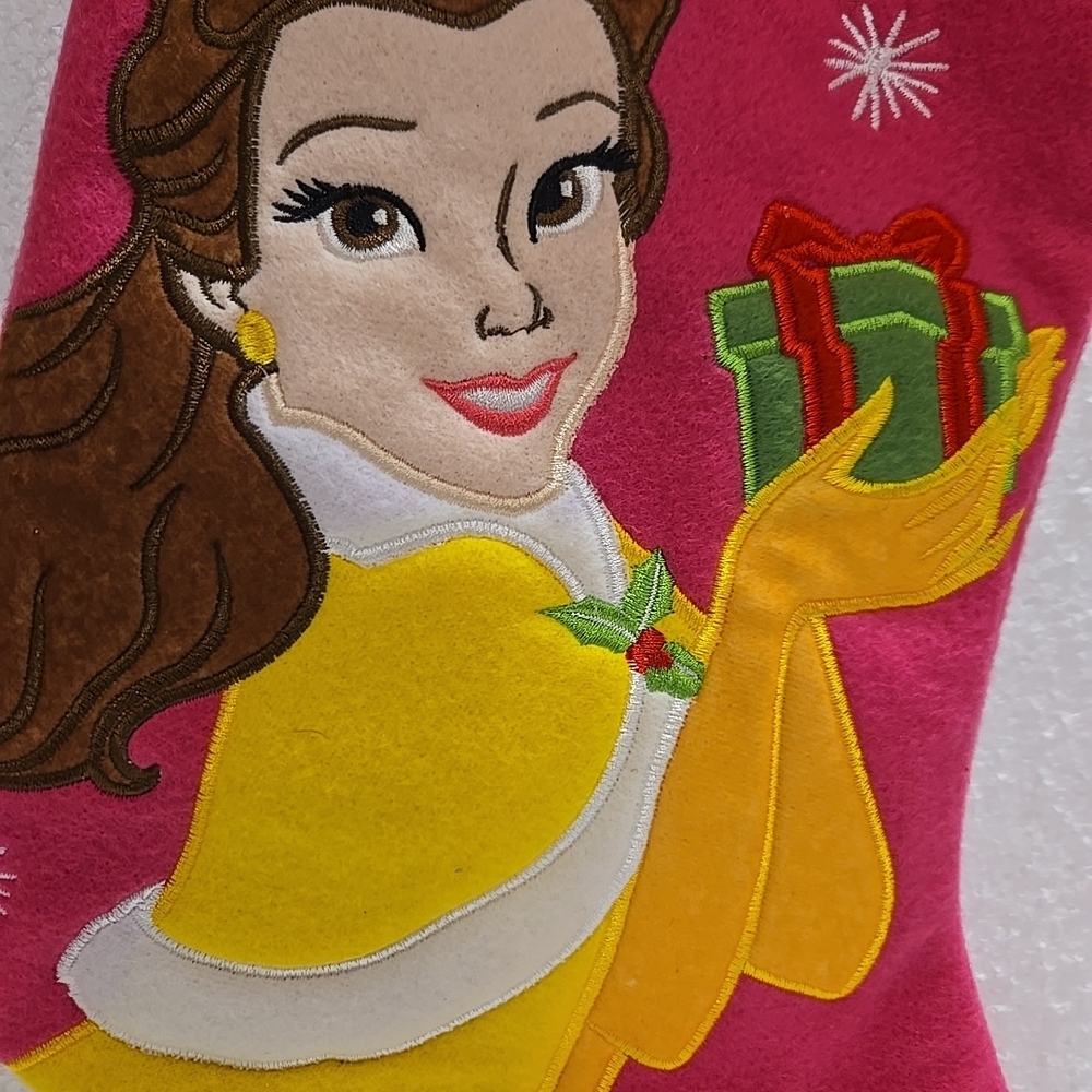 Pink Christmas Stocking with Belle Design